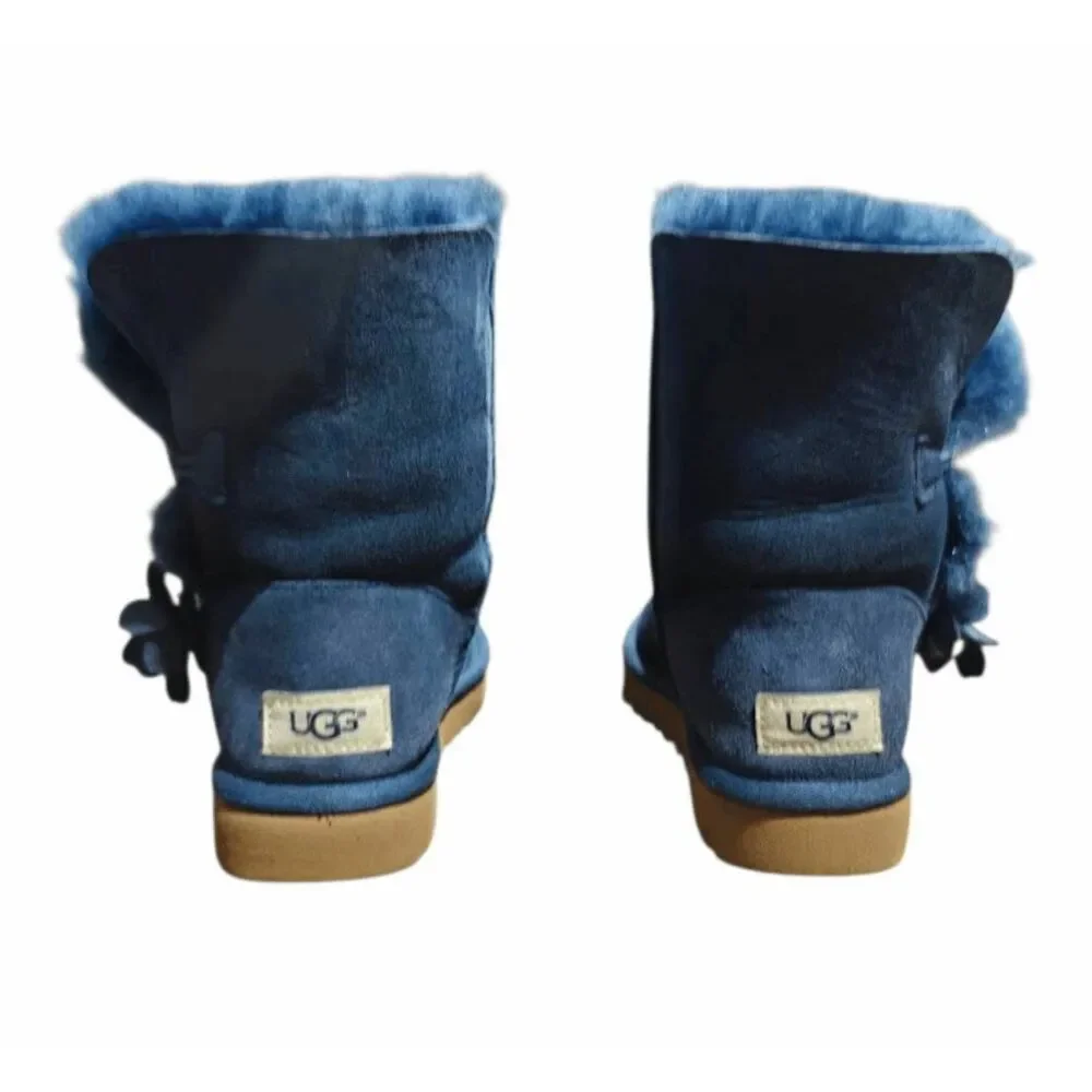 UGG Bailey Button 'Puff Dark Denim' Winter Boot Size 6